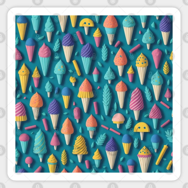 Colorful Ice Cream Patterns Sticker by Stylish Dzign